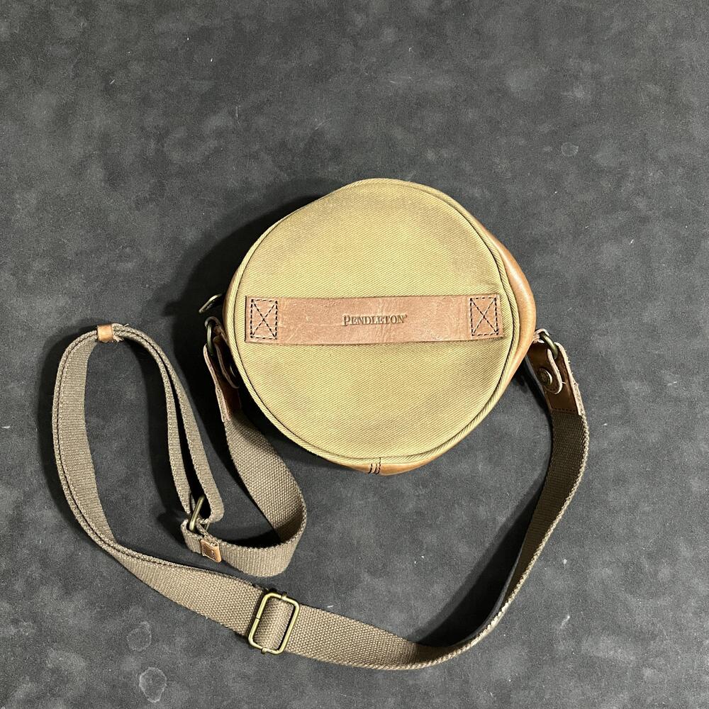 Pendleton Crossbody Bag Saddle Cantina Barrell Wool Serape Leather Trim Round